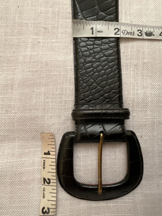 Vintage Lauren Ralph Lauren Wide Black Croc-Embossed Italian Leather Belt Size L